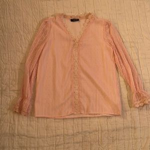 Beautiful pink blouse with sheer long sleeves